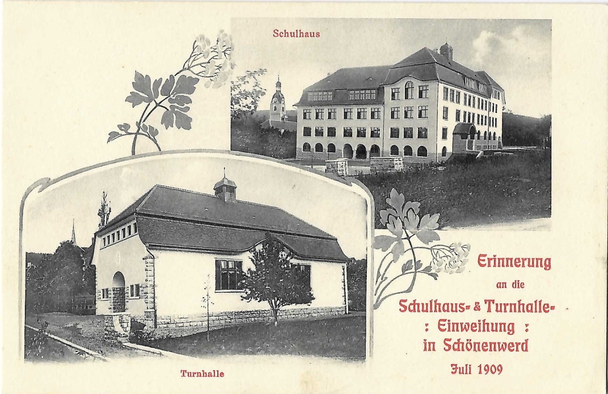 <p>Schönenwerd Schulhaus + Turnhalle Einweihung Nr2325 , Karte Top Zustand</p>